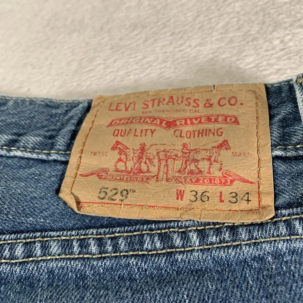 Vintage Levis 529 Jeans Men 38x34 (Tag 36x34) Blue Low Rise Straight Medium Wash